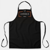 Bold Black Customizable Name BBQ HOUSE シェフグリル エプロン (正面)
