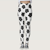 Bold Black Floral Polka Leggings レギンス (正面)