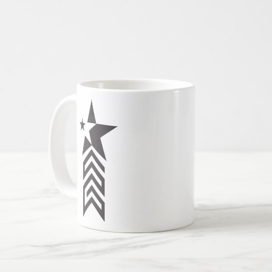 Bold Black Geometric Star コーヒーマグカップ (正面左)