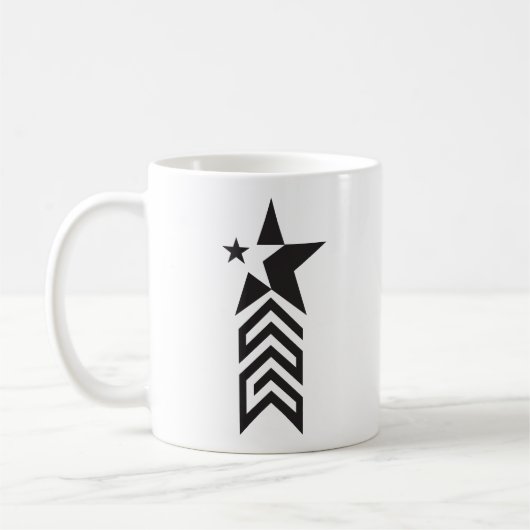 Bold Black Geometric Star コーヒーマグカップ (左)