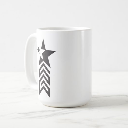 Bold Black Geometric Star コーヒーマグカップ (正面左)