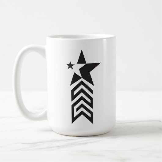 Bold Black Geometric Star コーヒーマグカップ (左)