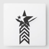Bold Black Geometric Star スクエア壁時計 (正面)