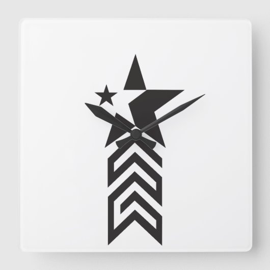 Bold Black Geometric Star スクエア壁時計 (正面)