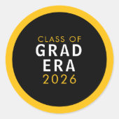 Bold Black Gold Class of 2026 Grad Sticker ラウンドシール (正面)