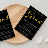 Bold Black Gold Grad Party Invite 案内状