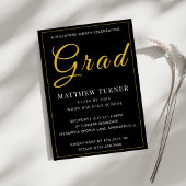 Bold Black Gold Grad Party Invite 案内状
