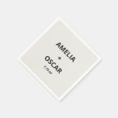 Bold Black Ivory Modern Wedding Names Date Custom スタンダードカクテルナプキン (角)