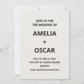 Bold Black Ivory Modern Wedding Typography Text 招待状 (正面)