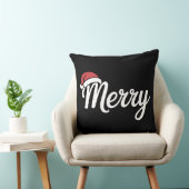 Bold Black Merry Christmas Santa Hat クッション (椅子)
