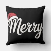 Bold Black Merry Christmas Santa Hat クッション (裏面)