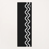 Bold Black Modern Minimal Wavy Lines With Initials ヨガマット (正面)