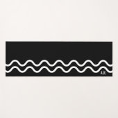 Bold Black Modern Minimal Wavy Lines With Initials ヨガマット (正面(横))