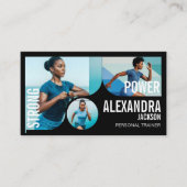 Bold Black Personal Trainer Fitness Gym Coach QR 名刺 (正面)