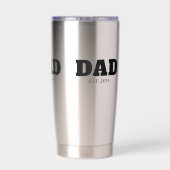Bold Black Text Est Year Dad 保温保冷タンブラー (背面)