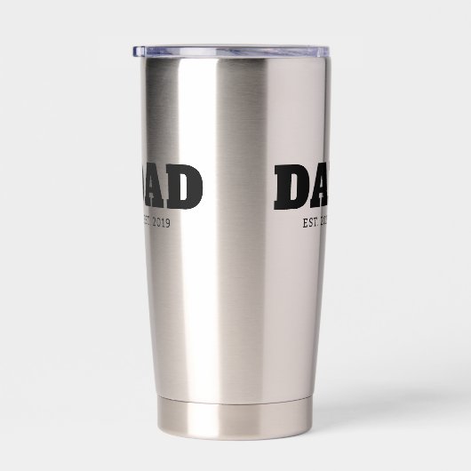 Bold Black Text Est Year Dad 保温保冷タンブラー (右面)