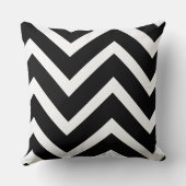 Bold Black White Chevron Geometric Pattern クッション (裏面)