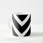 Bold Black White Chevron Geometric Pattern コーヒーマグカップ (正面左)