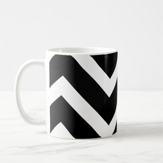 Bold Black White Chevron Geometric Pattern コーヒーマグカップ (左)
