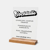 Bold Black White Groovy Wedding Cocktails Clear アクリルサイン (傾斜)