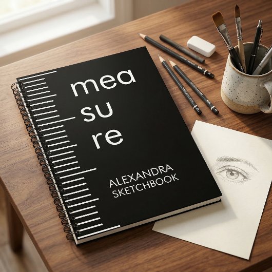 Bold Black White Measure Artist Sketchbook ノートブック