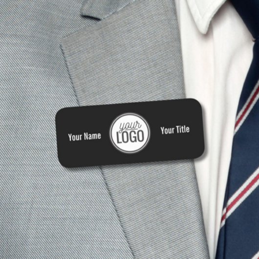 Bold Black & White Name & Logo Professional 名札