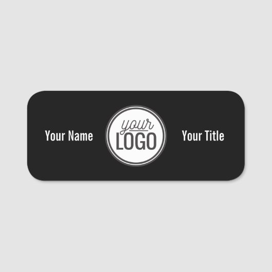 Bold Black & White Name & Logo Professional 名札 (正面)