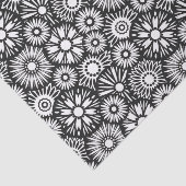 Bold Black White Retro 70s Graphic Daisy Pattern 薄葉紙 (詳細)