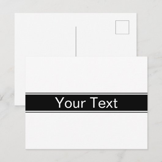 Bold Black & White Stripe Editable Text シーズンポストカード (正面/裏面)