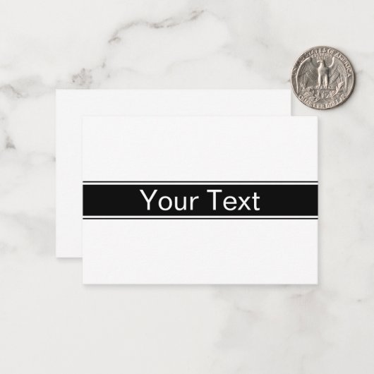 Bold Black & White Stripe Editable Text ノートカード (正面/裏面インサイチュ)