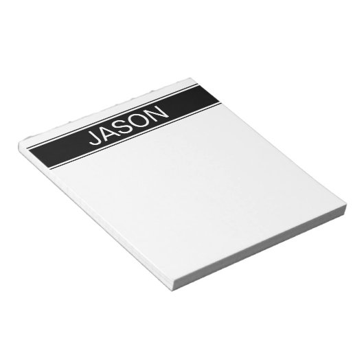 Bold Black & White Stripe Editable Text ノートパッド (アングル)