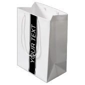 Bold Black & White Stripe Editable Text ミディアムペーパーバッグ (裏面アングル)