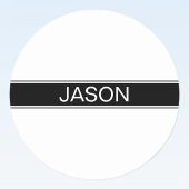 Bold Black & White Stripe Editable Text ラウンドシール