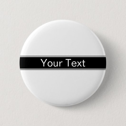 Bold Black & White Stripe Editable Text 缶バッジ (正面)