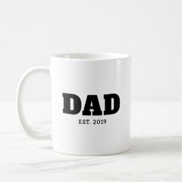 Bold Black & White Text Est Year Dad コーヒーマグカップ