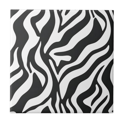 Bold Black White Zebra Stripe Wild Animal Pattern タイル (正面)