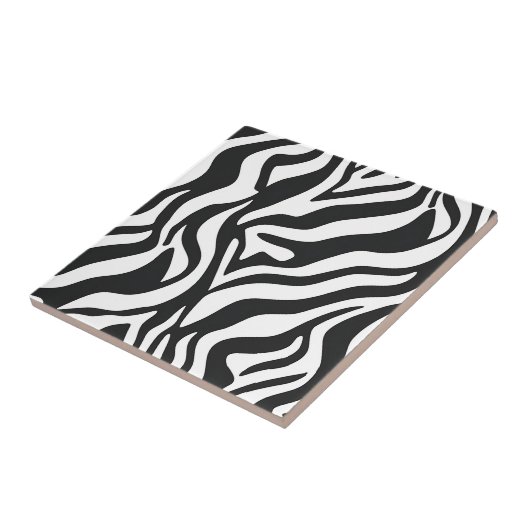 Bold Black White Zebra Stripe Wild Animal Pattern タイル (側面)