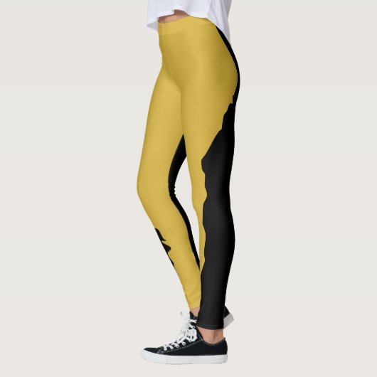 Bold Black with Metallic Gold Unique Stylish レギンス (左)