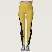 Bold Black with Metallic Gold Unique Stylish レギンス (正面)