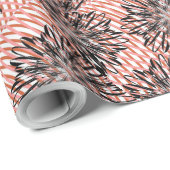 Bold Bloom Fusion – Abstract Black Florals on Wavy ラッピングペーパー (ロールコーナー)