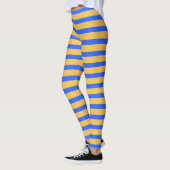 Bold Blue and Gold Horizontal Stripes Pattern レギンス (左)