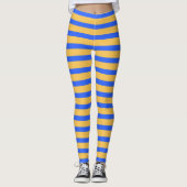 Bold Blue and Gold Horizontal Stripes Pattern レギンス (正面)