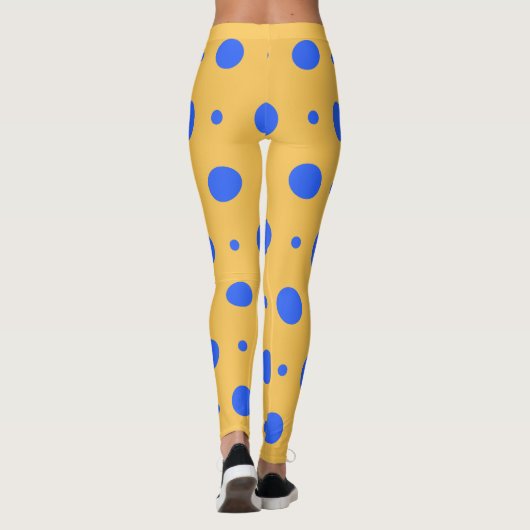 Bold Blue and Gold Polka Dot Pattern Leggings レギンス (裏面)