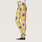 Bold Blue and Gold Polka Dot Pattern Leggings レギンス (左)