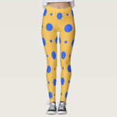 Bold Blue and Gold Polka Dot Pattern Leggings レギンス (正面)