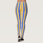 Bold Blue and Gold Vertical Stripes Pattern レギンス (裏面)