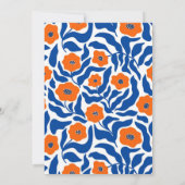 Bold Blue and Orange Floral Modern Botanical  セーブザデート (裏面)