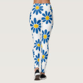 Bold Blue Daisy Floral Print Leggings レギンス (裏面)