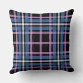 Bold Blue & Lavender Plaid Throw Pillow クッション (裏面)