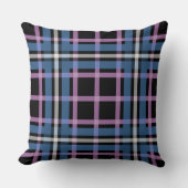 Bold Blue & Lavender Plaid Throw Pillow クッション (正面)